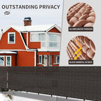 LOVE STORY Custom Size 3'x30' Brown Balcony Privacy Screen,UV Block Privacy Fence Screen,90% Shield for Outdoor Pool Garden Apartment Railing