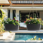 La Jolie Maison Large Hanging Planters - 12 Inch Outdoor Flower Pots, Hanging Garden Planters Set of 2, Black Charcoal