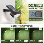 Kingsyard Solar Lights Outdoor Waterproof IP68, 47 LEDs 3 Lighting Modes USB & Solar Powered Garden Yard Pathway Spot Lights for Outside Landscape, Auto On/Off, 2 Pack(Cool White)