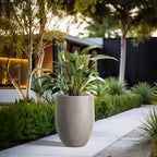 Kante 21.7 Inch Tall Concrete Planter, Large Indoor Outdoor Plant Pot with Drainage, Smooth Weathered Concrete Finish with Painted Interior, Ideal for Porch, Home, Garden, Patio