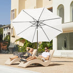 JEAREY 9FT Outdoor Patio Umbrella Outdoor Table Umbrella with Push Button Tilt and Crank, Market Umbrella 8 Sturdy Ribs UV Protection Waterproof for Garden, Deck, Backyard, Pool (Creamy-white)