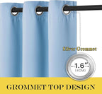 NICETOWN Blue Room Divider Curtains 100 inches Wide Curtains, Grommet Thermal Insulated Blackout Window Treatment Room Darkening for Sliding Glass Door Bedroom, 1 Panel, W100 x L84