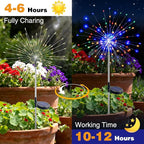 btfarm 6 Pack Solar Garden Lights Outdoor, 8 Modes Firework Lights Solar Powered, Waterproof Twinkle Fairy Light Outside for Yard Patio Pathway Pool Christmas Party Decorative, Multicolor