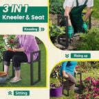 Garden Kneeler and Seat Heavy Duty - 12.7" Wide Garden Kneeling Bench Stool with Handles, Folding Knee Seat Chair Gardening Gifts for Seniors Women Men Gardeners Pain-Free Weeding Planting