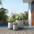 Kante 15.3"+11.6"+8.2" Dia Round Concrete Planter, Large Outdoor Indoor Planter Pots Containers with Drainage Holes and Rubber Plug for Home Garden Patio, Natural Concrete