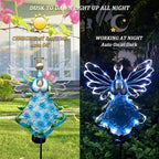 38Inch Angel Solar Lights Outdoor Decorative-Metal&Glass Angel Blue Hydrangea Flower Garden Stake- Waterproof 30 Warm White LED for Remembrance & Sympathy Gifts（Blue）