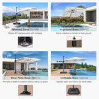 PURPLE LEAF 8' X 8' Patio Umbrella for Pool 7' High Offset Outdoor Cantilever Umbrella Swimming Pool Umbrella with 360°Rotation for Poolside White