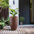 Kante 24 Inch Tall Round Concrete Planter, Large Indoor Outdoor Plant Pots with Drainage Hole and Rubber Plug, Modern Decorative Garden Pots for Home Patio Porch, Rusty