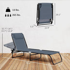 Outsunny Folding Chaise Lounge Chair, Patio Sun Tanning Chair, Outdoor Chaise Lounger with 4-Position Reclining Back, Breathable Mesh Seat for Beach, Poolside, Yard, Gray