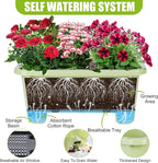 Self-Watering Rectangle Planter Boxes 8-Pack, 15.7-Inch Window Box Planter with Drainage Holes & Trays, Pots for Vegetables, Herbs, Flowers, Garden Windowsill Balcony (Light Green)