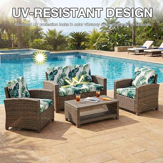 Cushion Covers for Patio Furniture, Stretch Fit, Monstera Deliciosa