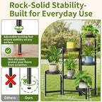 6 Tier Metal Plant Stand Indoor Outdoor, Corner Tall Plant Shelf for Multiple Plants, Foldable Heavy Duty Plant Holder, Decoration Flower Stand for Living Room Balcony Patio Garden- BlackWave