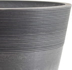 PSW Pot Collection 12-inch Plastic/Stone/Wood Composite Large Ribbed Planter – No Drainage Hole (Drillable), Indoor/Outer Garden Pot for Foliage, Trees, Flowers, Ferns, Cement Gray