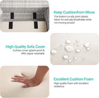 6-Piece Outdoor Patio Furniture Set Wicker Sectional Sofa Set, Patio Conversation Set with Thickened Cushions & Coffee Table for Garden, Backyard, Poolside, White