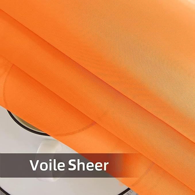 SpaceDresser Waterproof Outdoor Sheer Curtains for Patio - 4 Panels Rod Pocket Indoor Voile Sheer Curtain for Living Room,52W x 96L inch, Orange