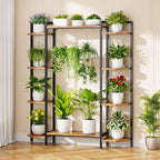 C1 Plant Stand Indoor with 6 Grow Lights, 6 Tiered Large Metal Plant Stand, 55 Inches Tall Plant Shelf with Hooks, Plant Holder Display Shelves for Patio, Garden, Living Room, Balcony