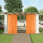 SpaceDresser Waterproof Outdoor Sheer Curtains for Patio - 4 Panels Rod Pocket Indoor Voile Sheer Curtain for Living Room,52W x 84L inch, Orange