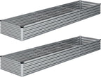 2PCS Galvanized Raised Garden Bed Kit,Vegetable Boxes-Rectangle Metal Flower Box,Large Planter Raised Beds Outdoor Garden for Planting,Fruit,Herb-Silver