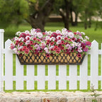 6 Pack 30 Inch Window Boxes Planters Railing Planter Box with Adjustable Brackets for Porch Fence Patio Balcony Hanging Flower Baskets with Coco Liners for Outdoor Garden Decor - Bronze