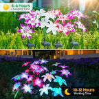 Solar Garden Lights Outdoor, 6 Pack Blooming Lily Solar Flowers Outdoor Waterproof, 7 Color Changing Bigger Flower Lights for Yard Patio Outside Decorative Mom Gift