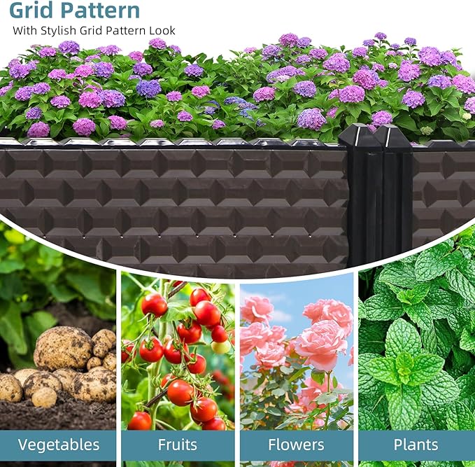 Large Planters for Outdoor Plants 14" Tall Planter Box, Raised Beds for Gardening Self Watering, Elevated Planter Box with Legs, Rectangular Garden Planters for Outdoor Plants Flowers, 78.7"L x 15.7"W
