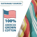 Vivere Double Cotton Hammock with Space Saving Steel Stand, Upgraded Polyester End Strings 450 lb Capacity - Premium Carry Bag Included - USA Grown Cotton (Salsa)