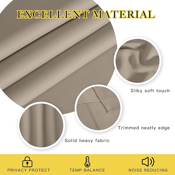 NICETOWN Blackout Doorway Curtain Drape 78 inch Long - Grommet Noise Reducing Thermal Insulated Solid Modern Window Treatments for Bedroom Closet (1 Panel, 52 x 78 Inch, Taupe)