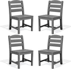 SERWALL Outdoor Dining Chairs Set of 4, All-Weather HDPE Patio Chair with 19.7" Widened Seat, for Backyard, Garden, Gray