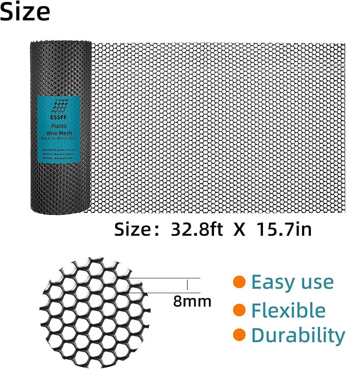 Decorative Fences Black Plastic Netting, 15.7 in x 32.8 ft Roll