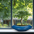Bonsai Tree Pot 18 Inch - Ceramic Succulent Pots Large Bonsai Planter for Indoor Outdoor Plants Decorative Plant Pot with Drainage Hole Flower Pot for Home Garden Room Decor Blue