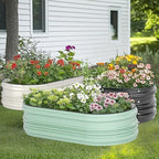 WORKPRO 2PK 4x2x1ft Galvanized Raised Garden Bed Set, Rust & Corrosion Protection, Easy Assembly, Safe Edge, Ideal for Vegetables & Flowers, Light Green