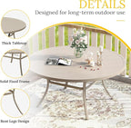 VICLLAX 53" Outdoor Round Patio Table for Lawn Garden, All Weather Metal Round Patio Dining Table with Adjustable Umbrella Hole, Patio Table for 8 Person, Sandshell Tabletop