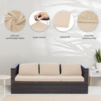 Cushion Covers 8 Pack Beige Stretch Outdoor Sofa Cushion Slipcovers
