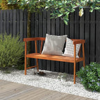 Tangkula Outdoor Eucalyptus Wood Bench, 2-Person Garden Bench with Backrest and Armrests, Garden Bench with Slatted Seat for Porch, Park, Backyard, 800 Lbs Max Load, 43” L x 18” W x 28” H, Natural