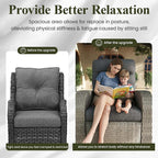 LayinSun Oversized Wicker Outdoor Swivel Glider Recliner with Adjustable Backrest & Footrest, Patio Reclining Lounge Chair