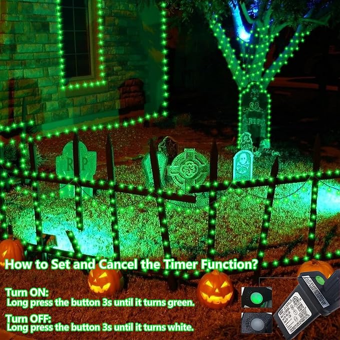 String Lights, 500 LED, 165ft Green, IP44 Waterproof Outdoor Use