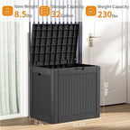 32 Gallon Outdoor Storage Box, Large Resin Deck Box for Patio Cushions, Garden Tools, Pool Accessories, Waterproof and Lockable Design, Storage Bench for Backyard & Deck(Black)