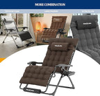 UDPATIO Oversized Zero Gravity Chair, 33In XXL Patio Reclining Chair with Cushion, Outdoor Folding Recliner with Pillows|Cup Holder|Foot Rest|Padded Headrest, Brown Grey, Support 500LB