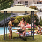 Grill Gazebo Replacement Top, 5 * 8 Outdoor BBQ Top Cover, Double Layer BBQ Gazebo Top Canopy for Model #L-GG001PST-F(Beige)