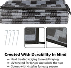 SAND MINE Waterproof Outdoor Rug 9x12 ft, Plastic Reversible Rug, Modern Area Rug, Large Floor Mat for Outdoors, RV, Patio, Backyard, Deck, Picnic, Beach, Camping, Black Grey Lattice