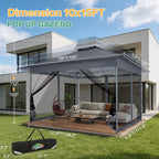 C0BIZI Gazebo 10x15 Pop up Canopy,Gazebos on Clearance-Canopy Tent with Mosquito Netting for Lawn,Garden,Backyard & Patio-Outdoor Tent-Water Resistant and UPF50+ (Gray)