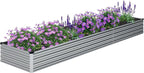 12x2x1FT Galvanized Raised Garden Bed Kit,Vegetable Boxes-Rectangle Metal Flower Box,Large Planter Raised Beds Outdoor Garden for Planting,Fruit,Herb-Silver