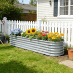 6-Pack Galvanized Raised Garden Bed 8x4x1.5 | 10x2x1.5 ft, 18" Tall Metal Planter Boxes Outdoor for Vegetable Herbs, Modular Raised Flower Bed for Gardening with Zn-Al-Mg Coated-Brooklyn Grey