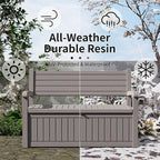 80 Gallon Outdoor Storage Bench Deck Box Waterproof Lockable,Outdoor Storage Furniture for Patio,Garden and Porch,Tools and Cushions（Grey Stripe）