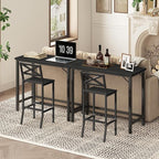 Narrow Bar Table, 63-Inch Pub Table for Dining Room, Counter Bar Tables with Sturdy Metal Frame, Connectable Bar Table, Multifunctional Console Table, Black BTBK1601