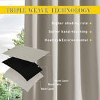 NICETOWN 2 Panels Waterproof Outdoor Curtains Fixed Grommet & Back Tab on Top & Bottom, Thermal Insulated Keep Rain & Sun Out Privacy Windproof Outdoor Draperies with Rope, W52 x L72, Natural