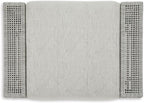 Signature Design by Ashley Seton Creek Casual Nuvella Weather Resistant Fabric Outdoor Ottoman with Cushion, Light Gray & Light Brown