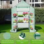 Walk-in Greenhouse for Outdoors, Thickened PE Cover & Heavy Duty Powder-Coated Steel, Mesh Door & Screen Windows, 14 Sturdy Shelves 4.7x4.7x6.4 FT, (GHW002G)