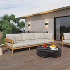 Acanva Modern Outdoor Patio Furniture Set, All-Weather Aluminium Conversation Sectional Sofa with Thick Cushions for Backyard, Garden, Porch, Couch, Beige