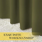 NICETOWN 95 inches Patio Door Curtains - Thermal Drapes Sliding Door Blinds for Hotel and Office, Blackout Shade for Curtain Rods (Olive Green, W100 inches x L95 inches)